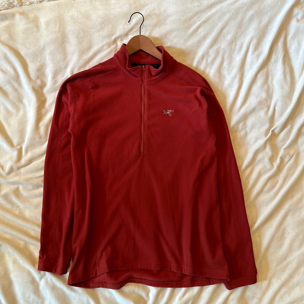 Arc'teryx half zip dark red waffle fleece pullover